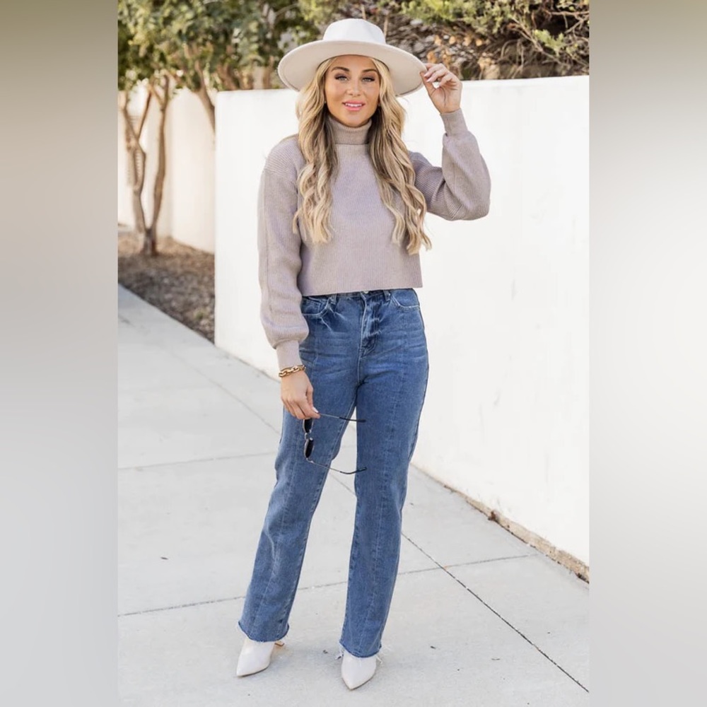 Pink Lily Taupe Turtleneck Sweater